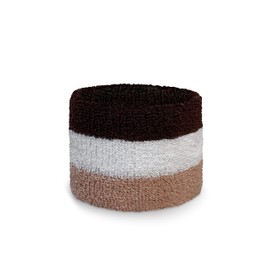 Couver Dark Brown/White/Light Brown Stripes Sport Wrist Sweatbands Cotton for Sports & More (1 Pair)