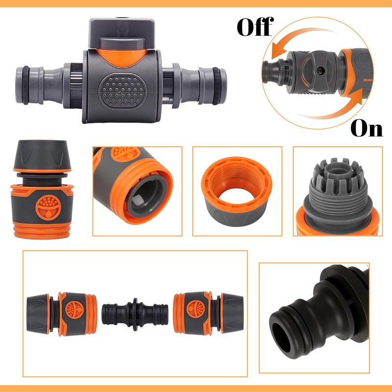 6Pack Quick Release Double Male Hose Connectors Shut Off Valve,4Pcs