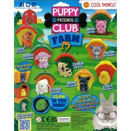 Pack Of 10 Puppy Club Baby Farm Animals, each surprise balls includes 1 farm animal And 1 stackable Barn with 8 to find and collect. Ideal Party Bag Filler or Filling