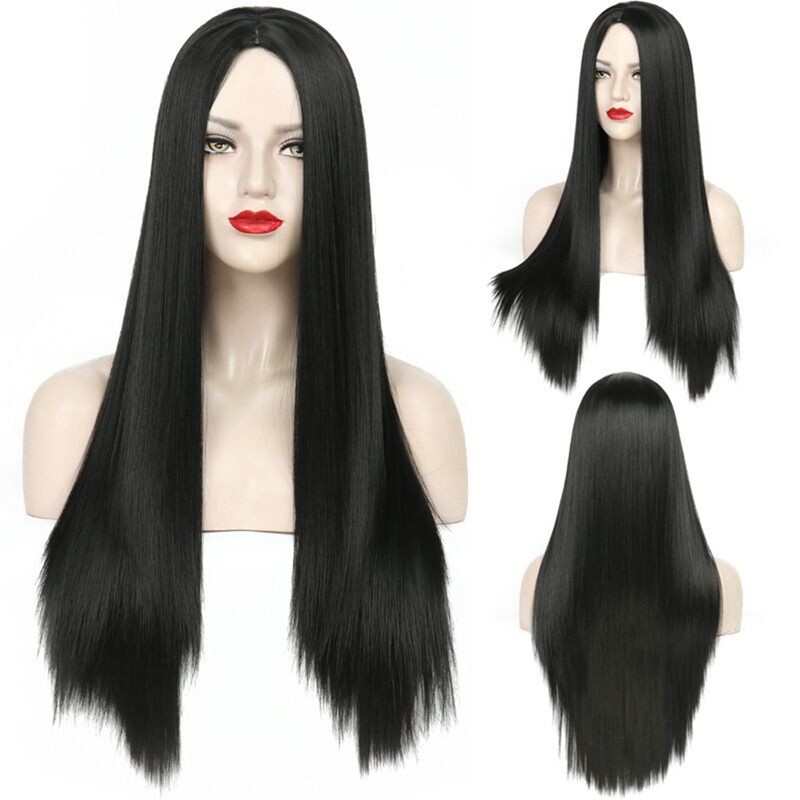 Chemical fiber wig female full head set type middle parted