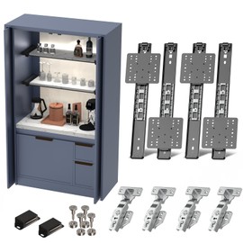 Cabinet Pocket Door Slide System Kit 16",4PCS Inset Sliding Hardware for Hidden Cabinet Doors, 45lbs Capacity, Space Saving Pocket Door Hardware for Kitchen, Pantry, Closet