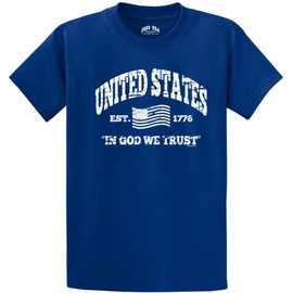 Joe's USA United States Established 1776-4th of July USA Flag T-Shirts (2XL-Royal)