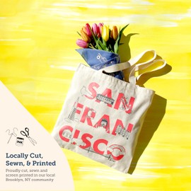 MAPTOTE Grocery Canvas Tote - Reusable Cotton Canvas Bag for Shopping, Daily Errands, Beach Trips and Travel - Screenprinted, Earth Friendly, and Made in USA - Map Style, Chicago