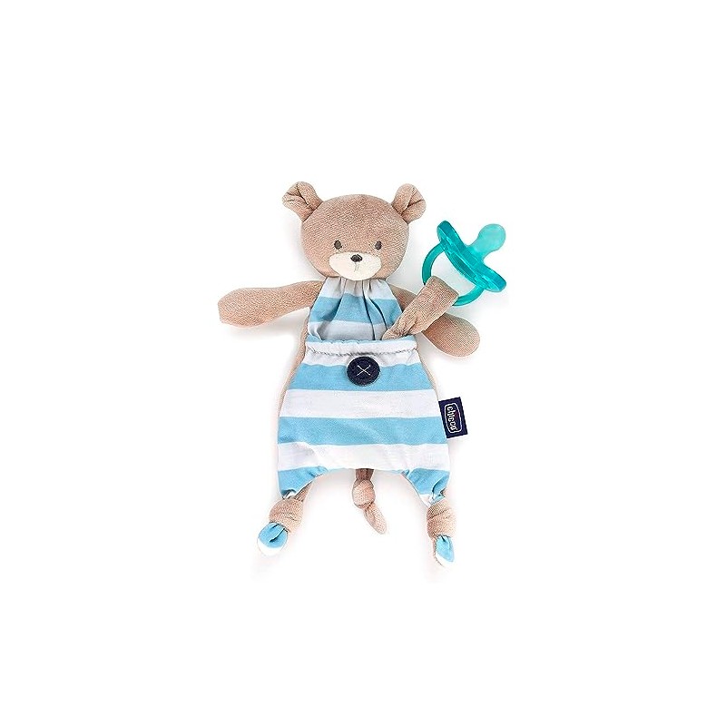 CHICCO, Porta Chupón Pocket Friend, Color Azul