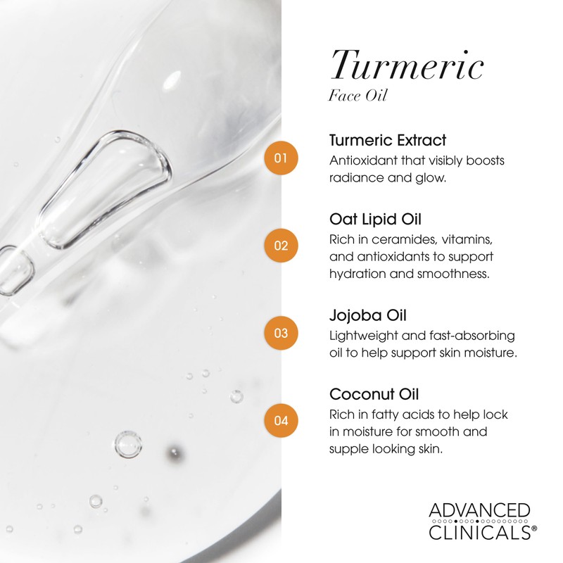 Advanced Clinicals Turmeric Oil Serum For Face | Facial Skin