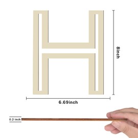 Wooden Letters 8 Inch for Crafts, Hollow Cut Wood Letters H Cutout Unfinished Alphabet Wooden Letters for Wall Decor DIY Painting Home Party Nursery Decor