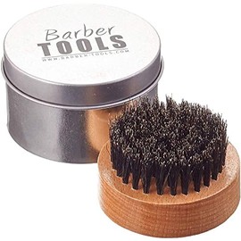 BARBER TOOLS Beard Brush with Round Metal Case