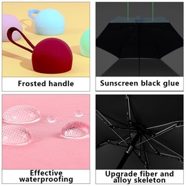 Folding Small Umbrella Capsule Sun Umbrella Sun Protection UV Protection Sun and Rain Dual Use Mini Umbrella Black-8 bones