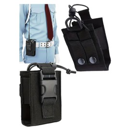 KITAX Walkie Talkie Holder Case, Traffic Guidance Security, Set of 2, Supports Shoulder and Waist Belts, Protective Storage, Black