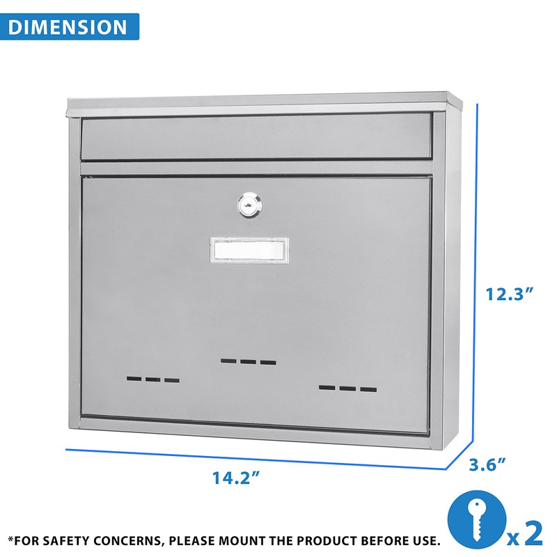 Barska Wall Mount Locking Drop Box – Secure Mail, Key,