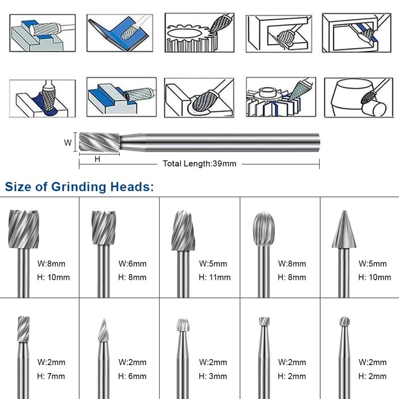 Wood Carving Bits Engraving Router Bit, 20pcs HSS Different Rotary