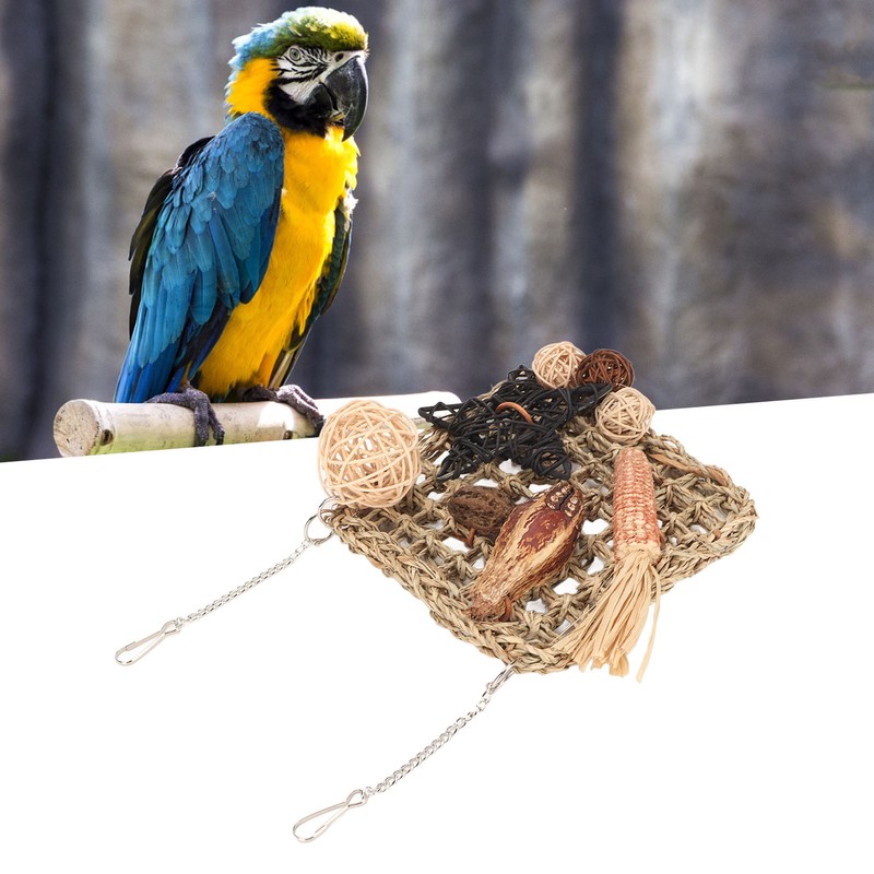 Bird Foraging Wall Toy Safety Parrot Woven Hanging Mat Climbing
