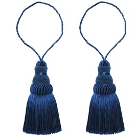Fenghuangwu - Borlas coloridas con borlas, accesorios elegantes para decoración de cortinas y hogares... (azul marino, 2P)