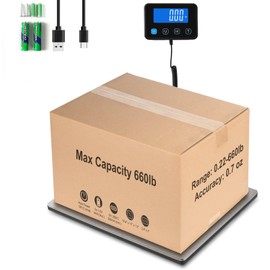 Miseyo 660lbs Heavy Duty Digital Shipping Scale - 0.7oz High Accurate Stainless Steel Postal Scale for Packages, Luggage, Small Business, Warehouse, Battery & Charging Cable Included