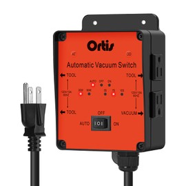 2025 New! Automatic Vacuum Switch, Ortis Dust Control Autoswitch for 3 Power Tools, Delay Vacuum On/Off to Prevent Circuit Overload and Tripping, Adjustable Actuation Threshold, Orange HVC-10R