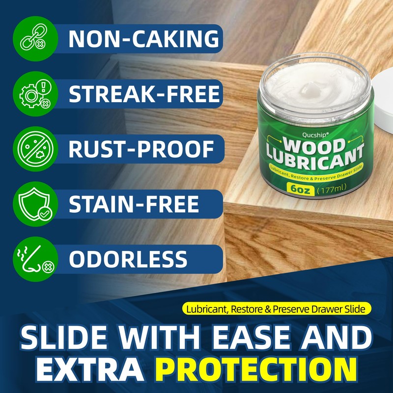 Qucship 6oz Wood Lubricant & Wax - Sliding Drawer &