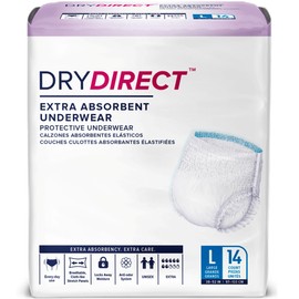Dry Direct Extra Protective Underwear, Soft Cloth-Like Adult Diapers, All Day Disposable Incontinence Protection - Large (Pack of 14)