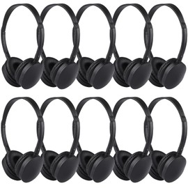 XOSDA 10 Pack Kids Headphones Bulk for School Classroom Students Children Teen Toddler Boys Girls, Wholesale Class Set Earphones (PU102,10 Black)
