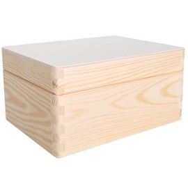 Creative Deco Wooden Box with Lid, 19.5 x 15 x 10 cm (+/-1 cm), Memory Box, Baby Small Wooden Box with Lid, Unpainted Box, for Documents, Valuables, Toys, Tools, Raw