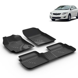 VOUKIY Floor Mats Custom for 2009 2010 2011 2012 2013 Corolla Sedan Car Mats All Weather Guard Floor Liners Automotive Front and Rear Row Corolla Floor Mats Accessories Black
