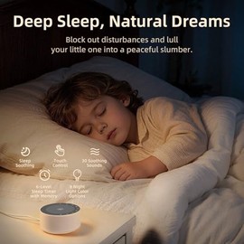 Kipcush White Noise Machine for Baby & Adults, 30 Soothing Sounds, Sleep Sound Machine with 8 Color Night Light, Memory Function, White Noise for Slee