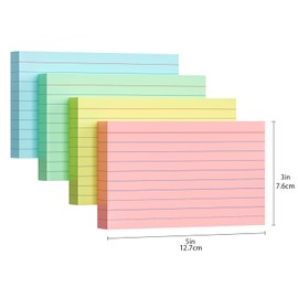 Colored Index Cards 3x5, 200 Pack, Ruled Index Cards, Assorted Neon Colored, Heavy Note Cards for Office, Home and School，Four Colors, Each Color Individually Wrapped, 50 Count Per Package