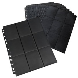 I'm so happy Trading Card File Refill, Storage, Card File Binder, Transparent, Clear Case, 9 Pockets (Black/Set of 30)