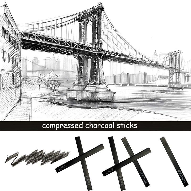 ieron 6 Square Graphite Sticks Square Compressed Charcoal Sticks Drawing