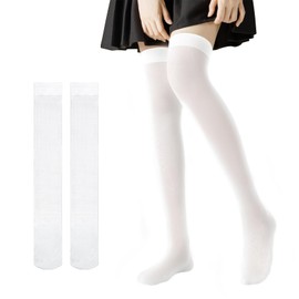 Tenorbass Knee High Socks, Summer, Women's Compression High Socks, 19.7 inches (50 cm), Sheer Stockings, Beautiful Leg Socks, Cute, Thin Socks, Elastic, white