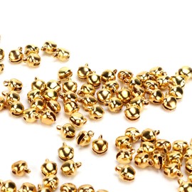 300pcs Colorful Jingle Bells, Mini Tiny Iron 300pcs Small Bells Craft with Hole for Jewelry Festival Birthday Decoration Gift Gold GiftGold (Gold)