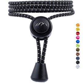 Everest Fitness Sports Laces with Quick Lacing System, Elastic, 5 Pairs Loop-Free Shoelaces with Quick Release, black