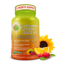 Liposomal Vitamin C Liquid Gel Capsules 1100mg - Made with Organic Acerola