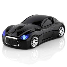 Ai5G Race Car Mouse Wireless Sports Car Shaped Mouse 2.4GHz LED Light Shining Surface Decoration Desktop Laptop Computer Mice Optical (Black)