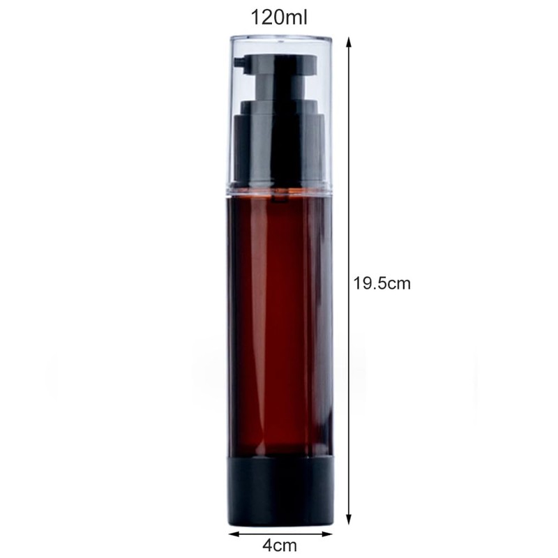 2PCS 120ml/4oz Empty Amber Plastic Airless Pump Bottles Refillable Cosmetic