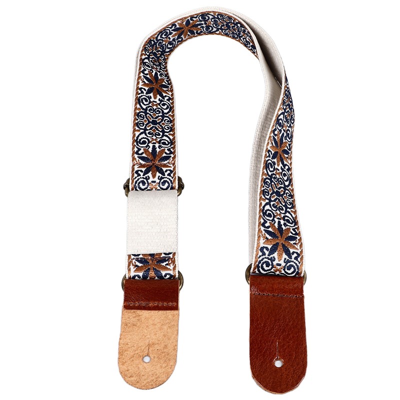 Embroidered Ukulele Strap Ethnic Style Adjustable Length Nylon Leather Comfortable