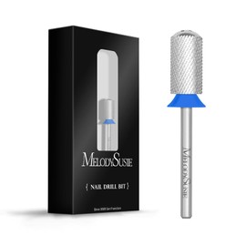 MelodySusie Safety Nail Drill Bits, 3/32'' Smooth Round Top Large Barrel Carbide Bits, Suitable for Manicure Pedicure Cuticle Gel Polishing, Beginners Bits, Silver, Series Bit-S, Medium