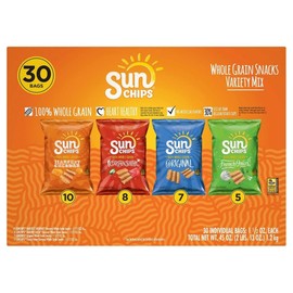 Sun Chips Whole Grain Snacks, Variety Pack, 1.5 oz, 30 ct