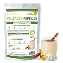 MariGold Grass-fed Collagen Peptides Protein - Horchata 1LB - 100% Pure, Type I & III Hydrolyzed Bovine Collagen, Non-GMO, Hormone Free, Dairy Free, Keto-Friendly, Healthy Joints and Skin