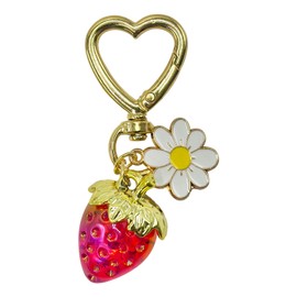 BBRDXOOL Cute Keychain for Women Purse Red Strawberry Daisy Heart Keychain Girls Accessories, red, L