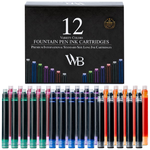 Wordsworth & Black 12 Pack Fountain Pen Ink Refills -
