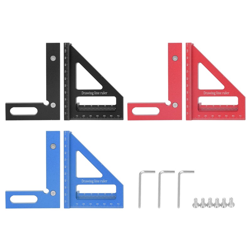 6Pcs 3D Multi Angle Measuring Ruler Aluminum Alloy 45 90