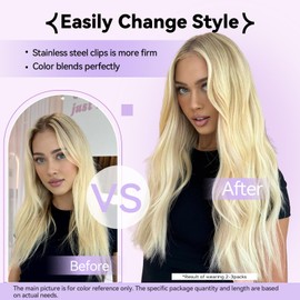 WindTouch Clip in Hair Extensions for Women Real Human Hair, Platinum Blonde Human Hair Clip in Extensions 20 Inch 70g 7pcs, Natural Straight Remy Human Hair Extensions Clip ins for Women