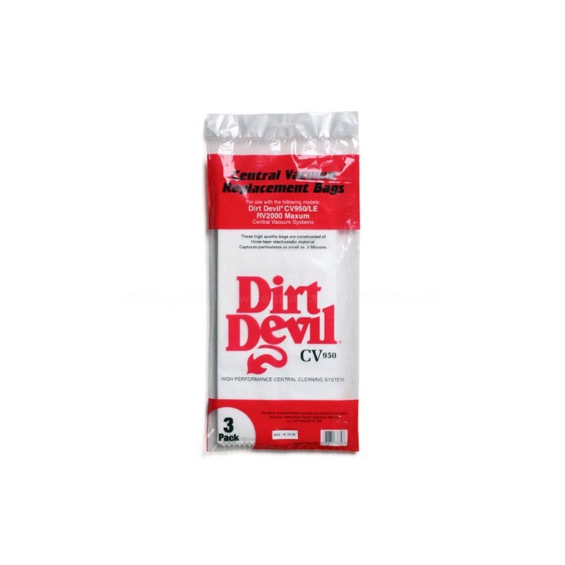 Dirt Devil CV950, CV950LE, RV2000 Maxum Central Vac Bags (3