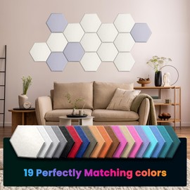 Self-Adhesive Acoustic Panels, 12 Pack Hexagon Sound Proof Foam Panels for Walls, High Density Noise Dampening Panels, 14"x 12"x 0.4" Sound Absorbing Panel for Home Studio Office-Light Camel