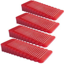 Oksdown 4 Pack Red Rubber Door Stopper Wedge Thin and Small Non Slip Plug Discrete Heavy Soft Silicone Door Stops for Indoor Cupboard Shower Kitchen Floor Doorstop