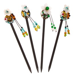 NOLITOY Hanfu Hairpin Set Pcs Chinese Traditional Wooden Hair Sticks Tassel Flower