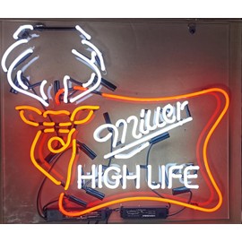 Neon Signs for Wall Decor 24x20inch miller High Life Outdoors Deer Buck Stag Sign (varioussizes) Beer Bar Pub Man Cave Business Glass Lamp Light Neon Tubing