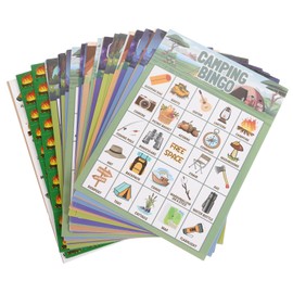 Kisangel 33Pcs Camping Bingo Game Cards for Adults Portable Family Board Game Set for Outdoor Parties Campfire Fun and Social Gatherings and Lightweight for Travel