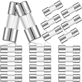 Christmas Light Fuses 125 Volt 5 Amp Fast Blow Glass Fuse Christmas Lights Fuse Replacement Glass Fuse Kit for LED Lights Outdoor String Lights, 3.6 x 10 mm/ 0.14 x 0.39 Inch (20 Pieces)