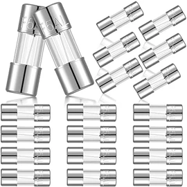 Christmas Light Fuses 125 Volt 5 Amp Fast Blow Glass Fuse Christmas Lights Fuse Replacement Glass Fuse Kit for LED Lights Outdoor String Lights, 3.6 x 10 mm/ 0.14 x 0.39 Inch (20 Pieces)